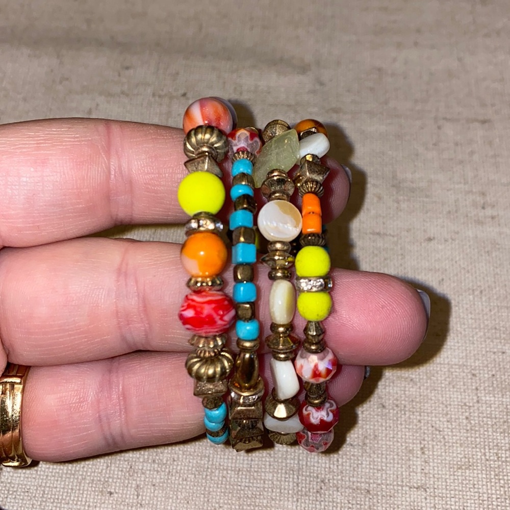 Multicolor beaded cuff bracelet